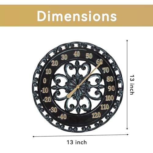 Lily'S Home SW1064 Hanging Verdigris Wall Dial Thermometer, Ideal For Indoor And Outdoor Use thumb #5