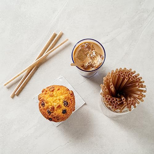Image of Restaurantware-Basic Nature Disposable Straws,Sustainable Straws - Sturdy, Won't Alter Flavors, Brown PLA /Coffee Ground Straw, For Hot And Cold Drinks
