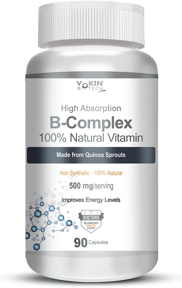 Vokin Biotech 100% Natural Vitamin B-Complex - Quinoa Sprout - 90 Capsules
