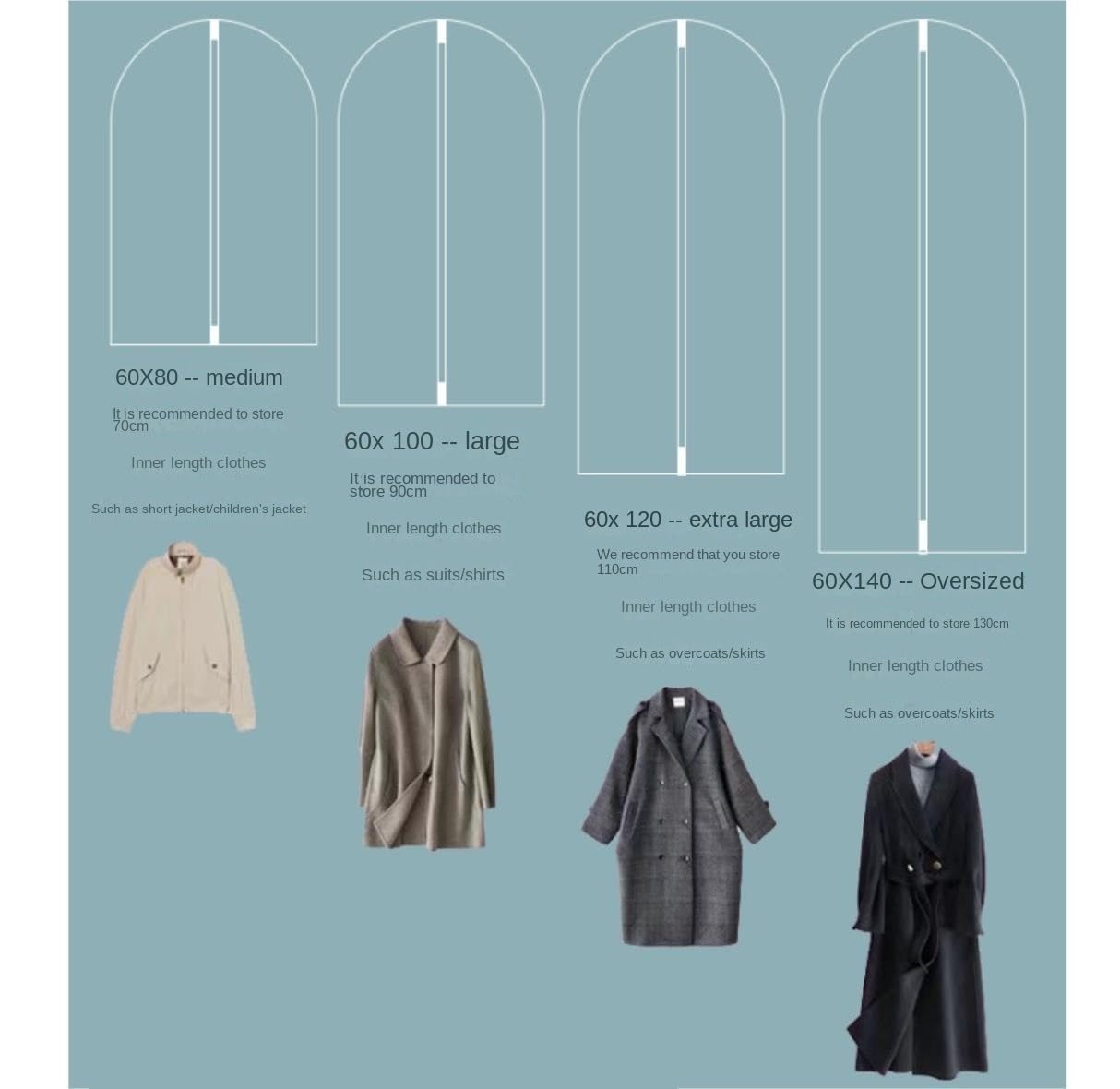 Portatrajes Funda Traje 4 Paquetes De Bolsas De Ropa Transparentes, Bolsa De Disfraz Para Viaje, Almacenamiento De Ropa Colgante, Bolsas De Traje Para Vestido, Uniforme, Abrigo, Vestido Funda Ropa Por