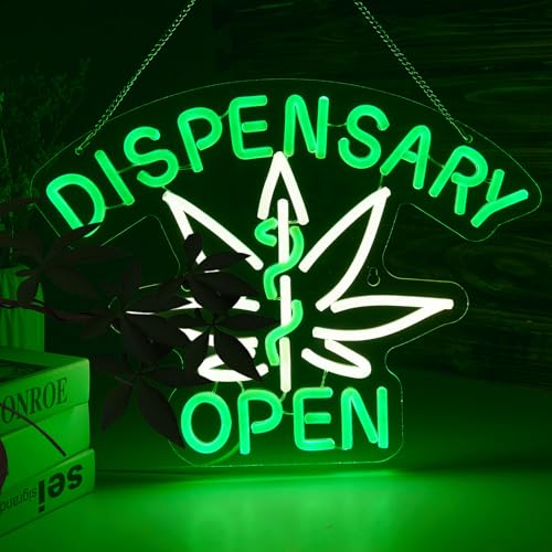 Dispensary Neon Sign Green Leaf Neon Signs for Wall Decor