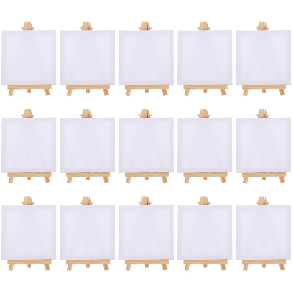 Mini chevalet en bois avec toile et cadre pour éviter les coulures de peinture - Pack de 15