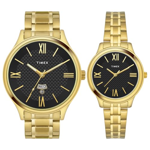 Image of TIMEX Empera Round 43mm Black Dial Analog Pair Watch - TW00PR283