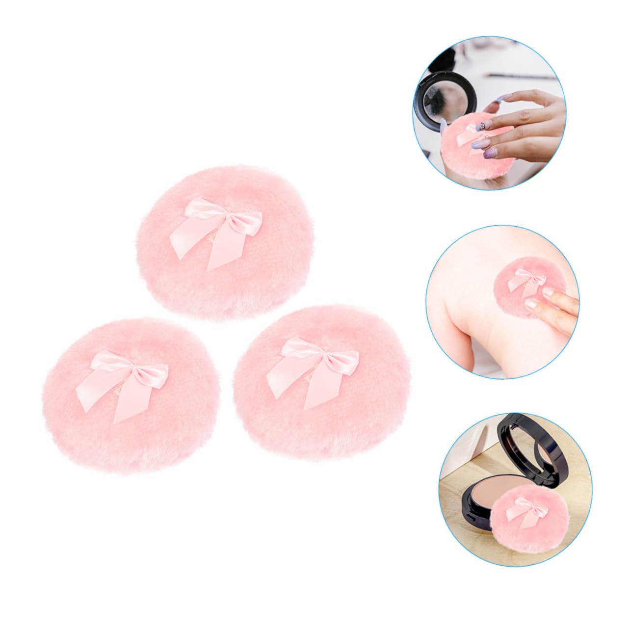 Yardwe 4 Sätze Bogen Puff Werkzeug Babypuderquaste Puderquaste Für Gesichtspuder Erfrischend Pulverschuh Runde Puderquaste Puderquaste Rosa Plüsch- 3 Stücke * 4