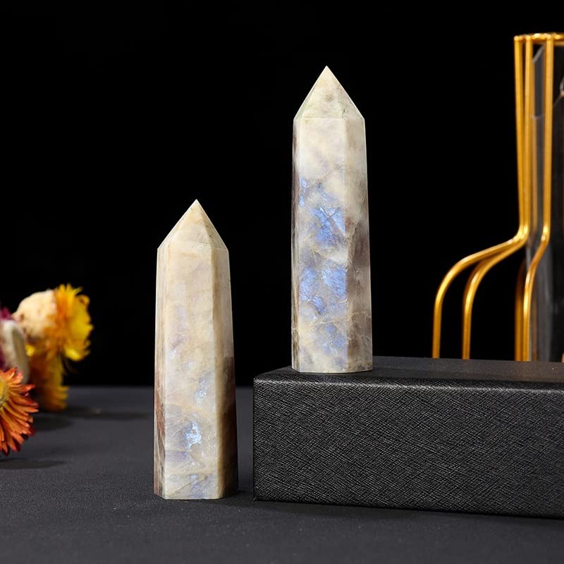 Columna hexagonal de piedra lunar azul oscura para decoración del hogar 5