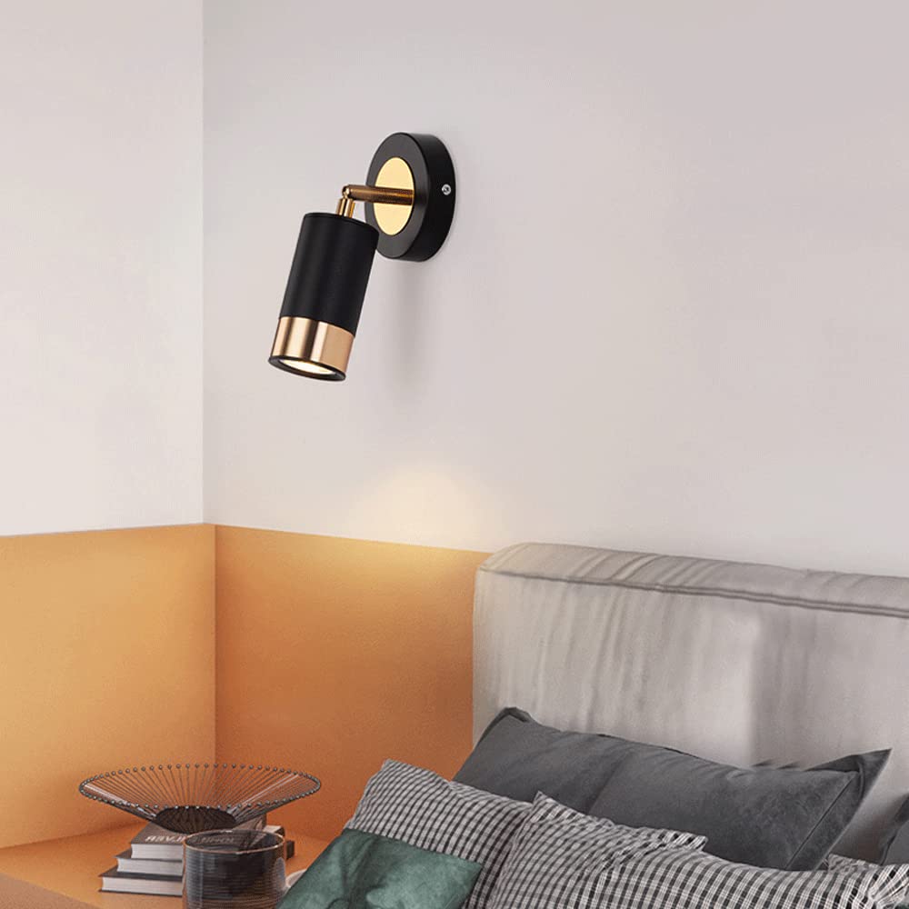 Lámpara de Pared Ajustable Lámpara de Pared de Lectura Junto a la Cama, Foco Giratorio de Pared Moderno Lámpara de cabecera E27, Luces de Montaje en Pared del Dormitorio para Estudio Pasillo