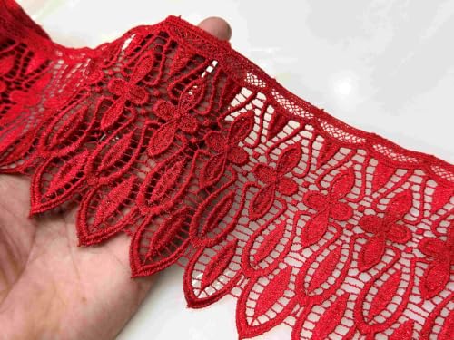 Image of Strala Red Color Laces for Dresses, Sarees, Lehenga, Suits, Bags, Decorations, Borders, Crafts and Home Decor,Blouse (3mtr) Design-801 (Pure red)