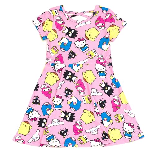 Image of Hello Kitty Girls' 2-Pack Short Sleeve Skater Dresses Toddler to Big Kid