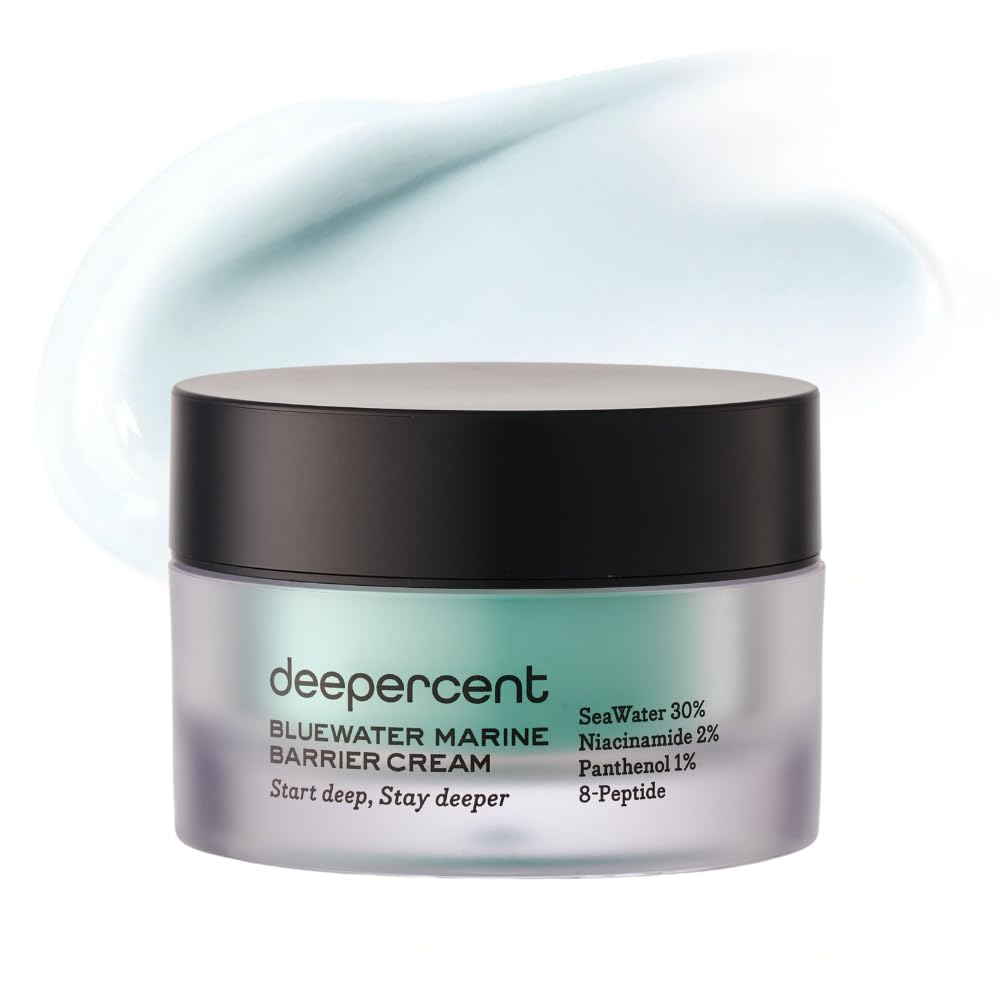 DEEPERCENT Bluewater Marine Barrier PDRN Face Cream - Night Cream Face Moisturizer Dewy Skin Deep Hydration Hyaluronic Acid Peptide Vegan Fragrance Free Sensitive Skin Korean Skin Care (1.69 fl oz)