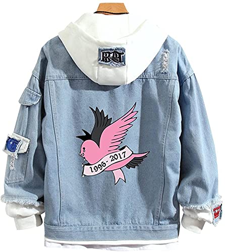 Chaqueta con Capucha Casual para Mujer, Chaqueta Vaquera de algodón Harajuku Cosplay, Chaqueta Vaquera de otoño, Chaqueta con Capucha, Ropa de Anime (Light Blue A,5XL) Cover