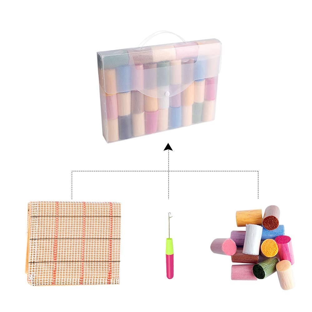Myriad Choices ROCKY&CHAO Kit Gancio di Chiusura Tappeto DIY appeto per Uncinetto Latch Hook Rug Kit Eegalo Creativo per la casa e il divano 43 cm × 43 cm(Pigro)