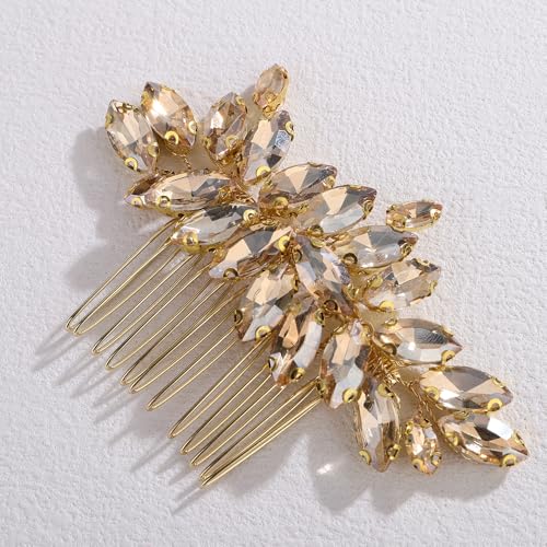 Peine para cabello con rhinestones dorado 9 cm miniatura 4