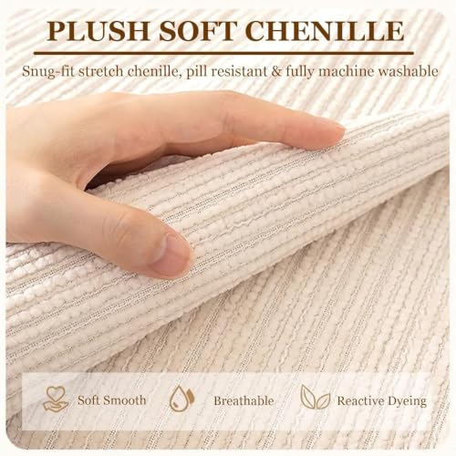 Housse de canapé en chenille marron pour protéger le sofa des animaux - 4