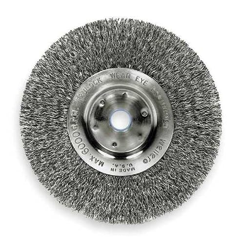 Weiler 06655 Wolverine 7" Wide Face Bench Grinder Wheel, .014" Crimped Steel Wire Fill, 5/8" Arbor Hole, Made in the USA