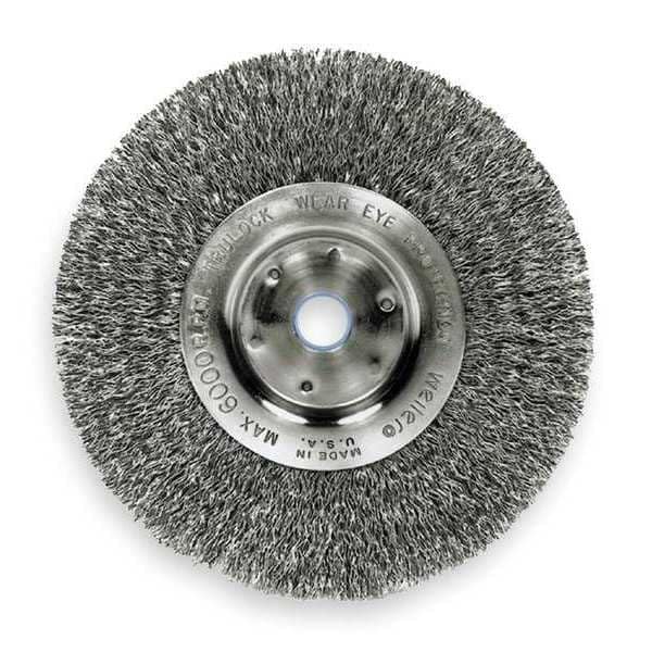 Image of Weiler 00134 4 inch Narrow Face Crimped Wire Wheel, .0118 inch Steel Fill, 1 /2 inch-3 /8 inch Arbor Hole, Made in the USA