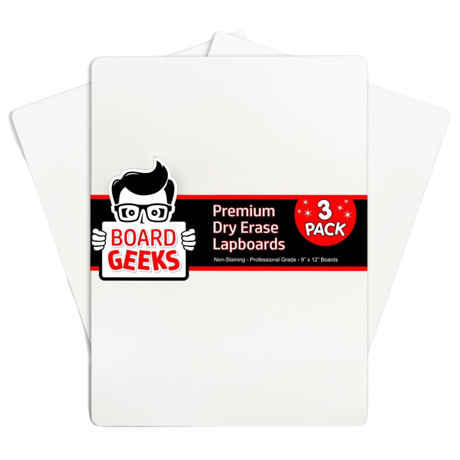 Board Geeks Mini Dry Erase Board for Kids, 3-Pack - 9x12-Inch Small White Boards for Students and Teachers - Double-Sided, Portable, and Easy-to-Clean Writing Boards for Classroom, Office, or Home