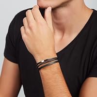 Fossil Armband Für Männer Vintage Casual, Länge: 180mm - 195mm Schwarzes Lederarmband, JF03322040 – Ansicht 2
