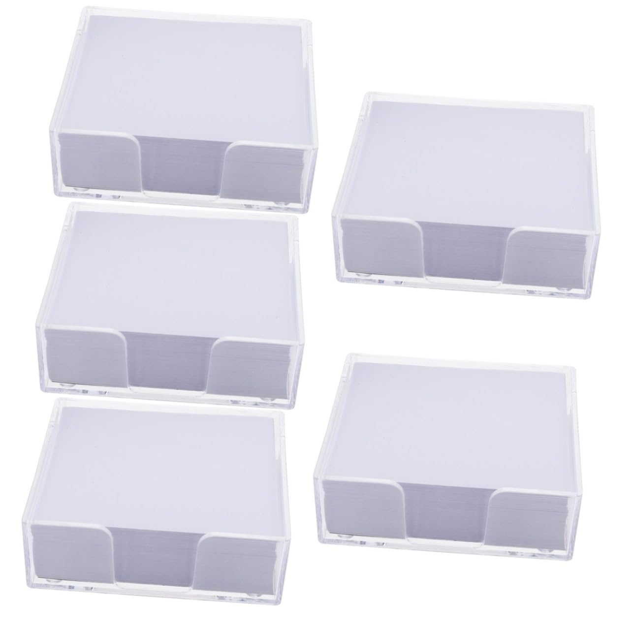 Housoutil 5 Boîtes Bloc Notes Vierge Pratique avec Boîte Transparente Papier à Mémo Non Adhésif pour Étudiants et Bureau