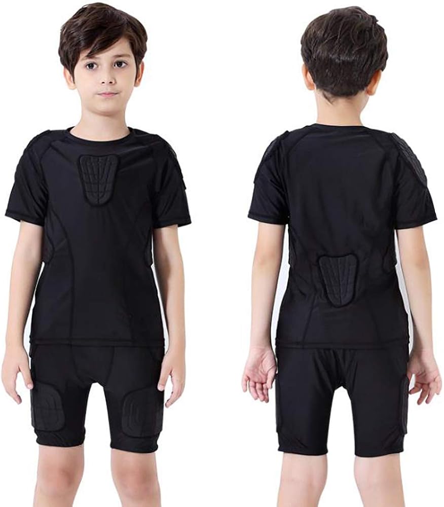 TOPWISE Body Safe Guard Padded Compression Shirts, Long Sleeve Shoulder Rib Chest Protector Suit for Football Basketball Paintball Rugby Parkour Extreme Exercise : Sports & Outdoors