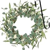 Starryle 20inch Eucalyptus Wreaths for Front Door Decor Spring Summer Wreath Artificial Eucalyptus W
