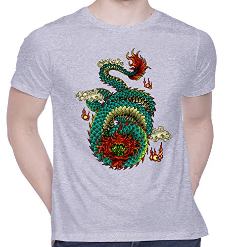 Image of CreativiT Graphic Printed T-Shirt for Unisex Dragon Tshirt | Casual Half Sleeve Round Neck T-Shirt | 100% Cotton | D00207-32