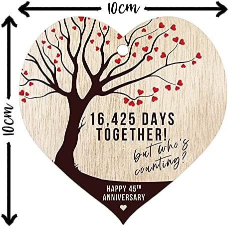 Stuff4 45th Wedding Anniversary Wooden Heart Plaque, Light Wood Sign Keepsake, Celebrate Sapphire Anniversary Wife Husband Boyfreind Girlfriend Mum or Dad, Plaque with Quotes Gifts from the Kids