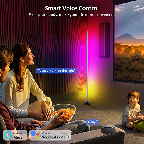 Ysj Rgb Led Floor Lamp, Corner Led Lamp,Corner Lamp,Color Changing Corner Floor Lamp With Remote And App Control, Diy Mode & Timing, Modern 55''Minimalist Lit Lamp For Bedroom Living Room #TOP4