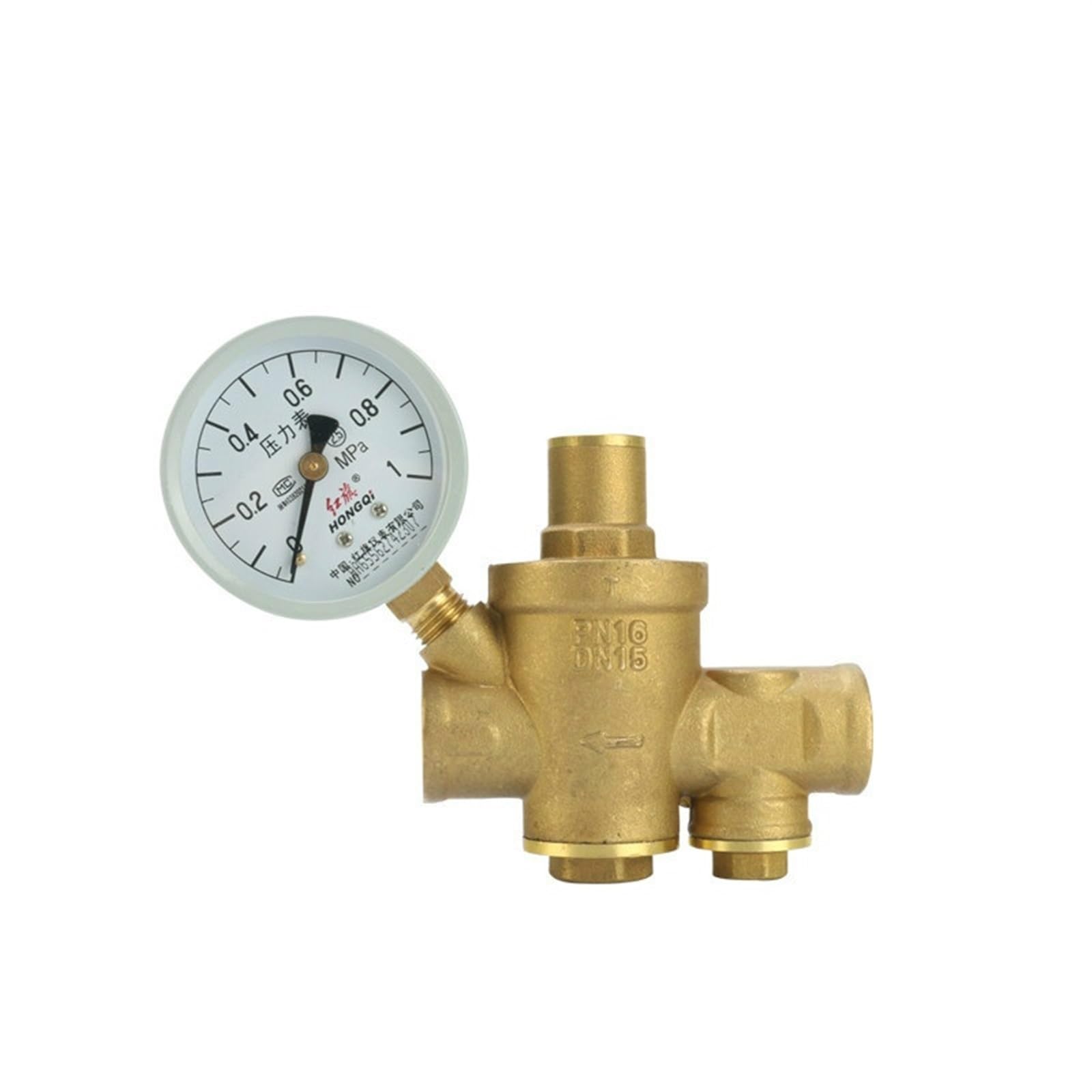 Laymxndio With Gauge Brass Regulator &Filter Tap Water Pressure Reducing Valve Brass Water Pressure Regulator Dn25(With Gauge)