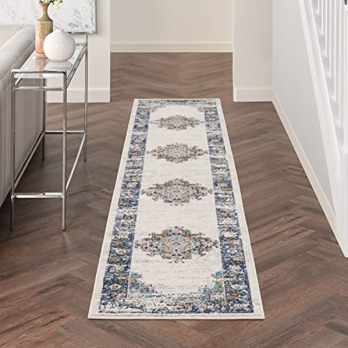 Nourison Home Passion Ivory Grey Blue 2'2" x 10' Area