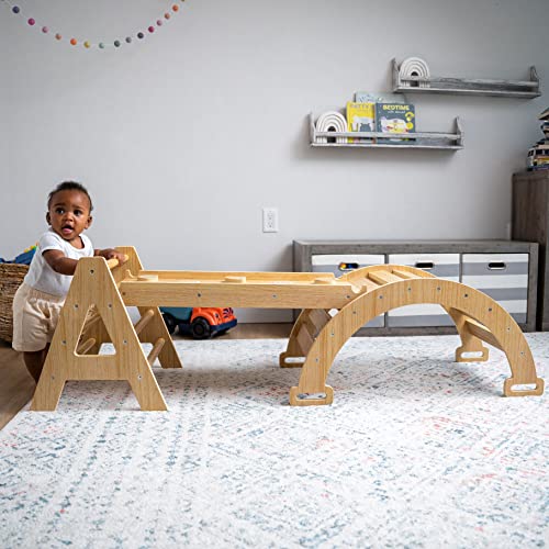 Image of Avenlur Maple 5-in-1 Montessori Climbing Set - Baby Climbing Gym - Foldable Triangle Ladder, Rock Climbing Ramp, Arch Climber, Slide, Rocker - Indoor Gym for Ages 3mo to 36mo