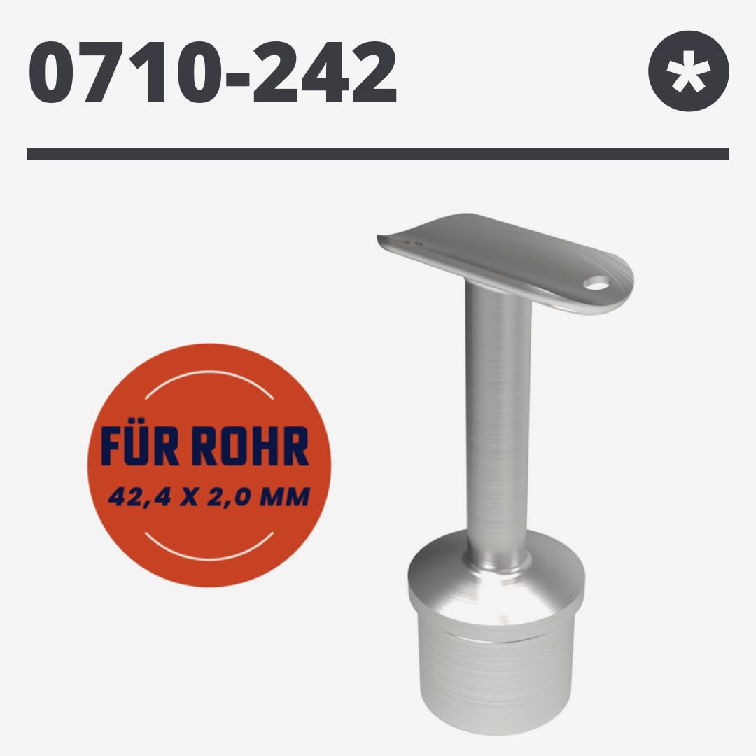 Edelstahl V2A Rohrstütze/Handlaufträger mit Kugelring für Brüstung 42,4 mm Edelstahl V2A Rohrstütze/Handlaufträger mit Kugelring für Brüstung 42,4 mm