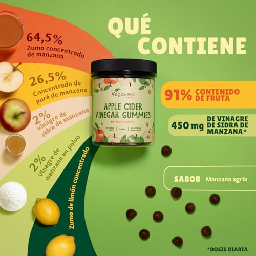 Miniatura 3 de Gominolas Vinagre De Sidra De Manzana 450mg Deliciosas Sin Azúcar Metabolismo Digestión Keto Apple Cider Vinegar Acv Gummies 100 Vegano Y Sin Aditivos Vegavero