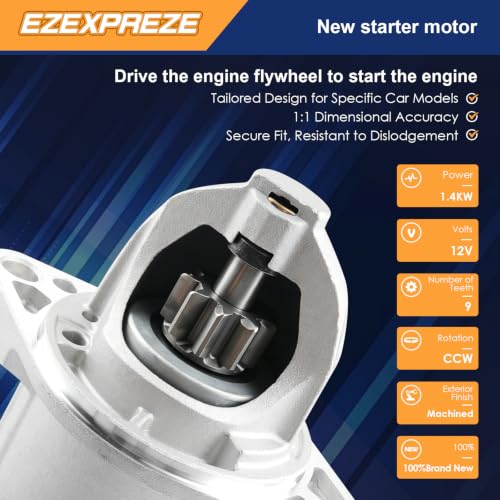 Image of Ezexpreze 17840 Starter for Subaru Forester 03-18 2.0L 2.5L, Impreza 04-11 2.5L, Legacy 05-07 2.5L, Outback 05-07 2.5L 3.0L, 12V 1.4KW 9 Teeth Counterclockwise, Replace# 23300AA570