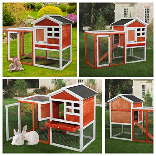 COZIWOW 47\"×21\"×37\" Indoor Outdoor Wooden Large Small Animal Hutch,Pets Crate House for Rabbit Bunny Cage Dog Cat Squirrel Hamster Hedgehog Guinea Pig Habitat Chicken Coop