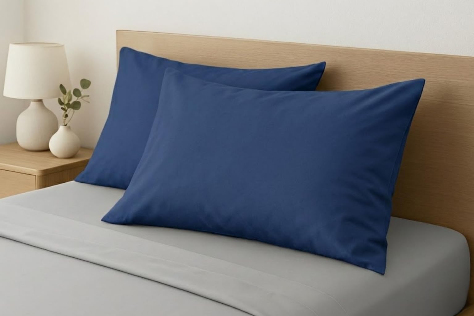 Youth Pillow Cases 16x22 Pack of 2 Blue Organic Cotton Zipper Closure