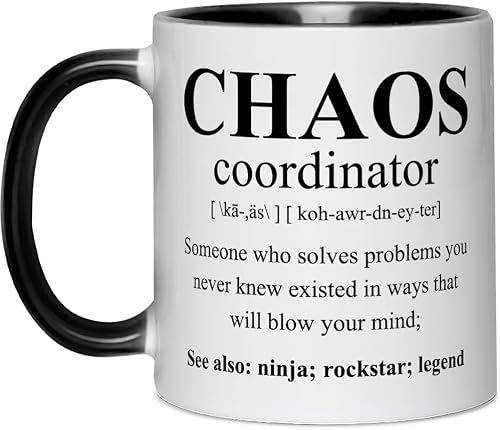 Fatbaby Chaos Coordinator Mug Gifts, Funny Coworker Appreciation Mug, Thank You Gift for Boss Team Leader Manager Director 11OZ Tea Cup