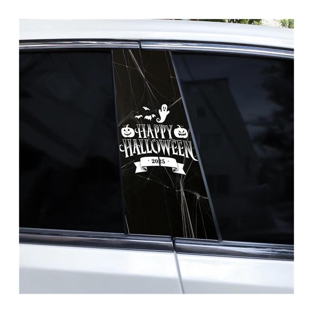 Body Parts 2pcs Halloween Black and White English Car Center Column Stickers DIY Car B-Pillar Decals(J)