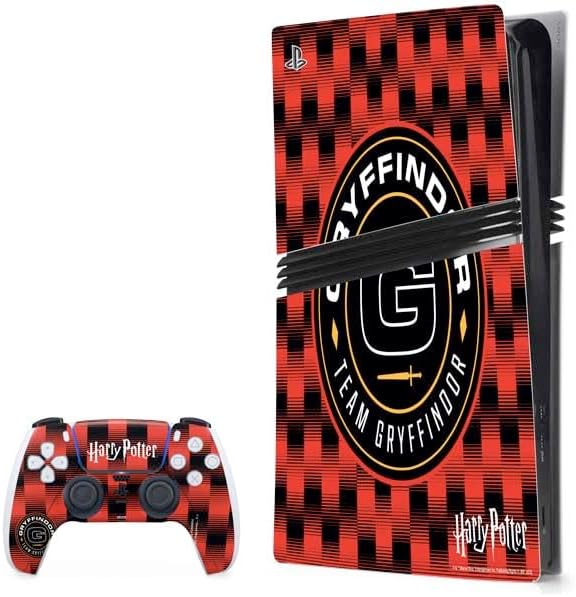 Skinit Decal Gaming Skin Compatible with PS5 Pro Bundle - Officially Licensed Wizarding World Harry Potter Hogwarts Houses Crest Design