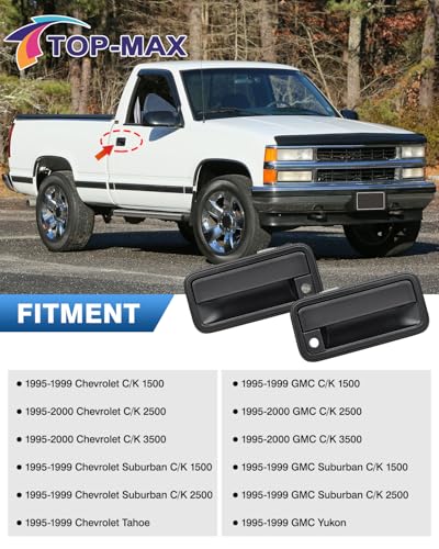 Image of TOP-MAX All Metal Exterior Door Handle Front Replacement for 1995-2000 Chevrolet Chevy Tahoe Suburban C1500 C2500 C3500 K1500 K2500 K3500 GMC Yukon Replaces OE 15742229 15742230