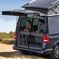 ZATOOTO Sonnenschutz Auto Heckklappen Nur Passend für VW T5 T6, Kofferraumabdeckung mit Dreireißverschluss, Magnetisch Trennvorhang Schattennetz Moskitonetz für Camping Reise