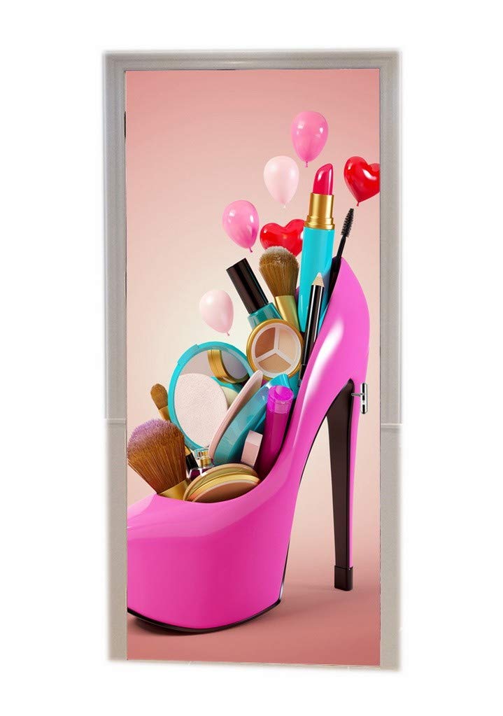 Sticker porte 3D motif cosmétique abstrait en vinyle 77x200 cm