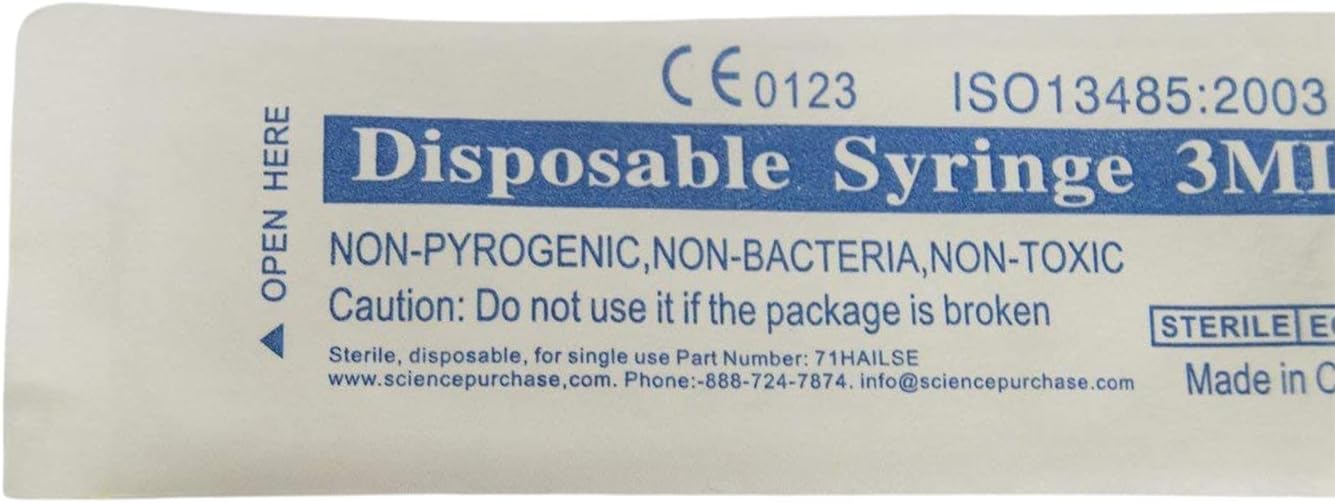 Science Purchase Disposable Luer-Slip Tip 3mL Syringe, Sterile without Needle, 100 Count : Industrial & Scientific