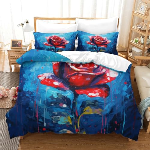 Ensemble de literie imprimé 3D avec housses de couettes roses double - 3