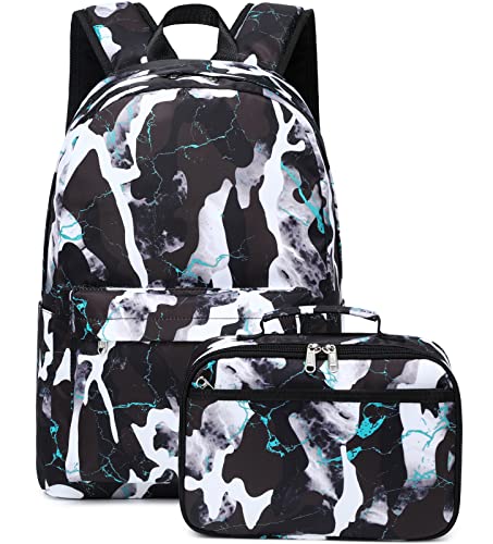 JIANYA Mochila escolar para meninas e meninos, adolescentes, mochila escolar com lancheira, Cinza ca