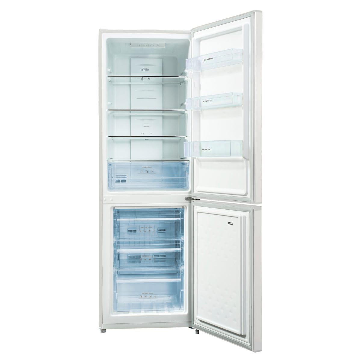 INFINITON Frigorifico Combi FGC-236C70, E, 170 cm, 231 L, No Frost Total, Puerta reversible, Tirador integrado (Blanco | FGC-236C70WEM)