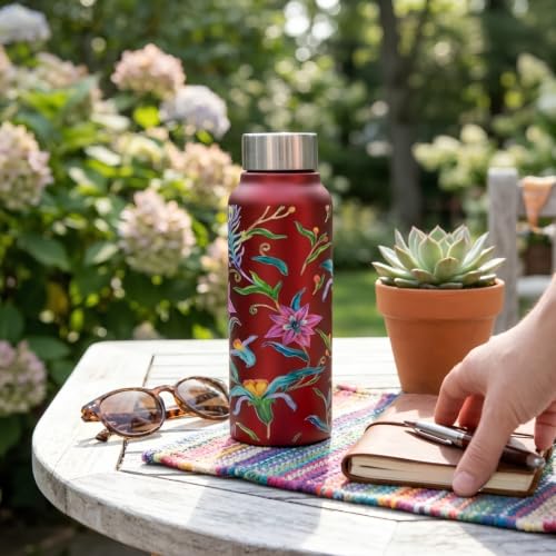 Image of VOIK Printed Stainless Steel Water Bottles for Kids, Office, Sports & Travel (750 ML) (Floral-Screw)