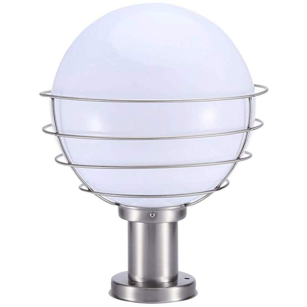 GTHTUHFD Creative Outdoor Column Light With White Acrylic Globe Shade | Brushed Stainless Steel Waterproof Pillar Post Lamps | Round Ball Courtyard Patio Porch Gate Street Lighting Fi,Diameter: 25cm