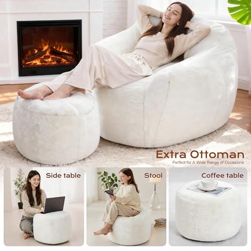 Image of Homguava Giant Bean Bag Chairs for Adults,Large Bean Bag Couch with Ottoman