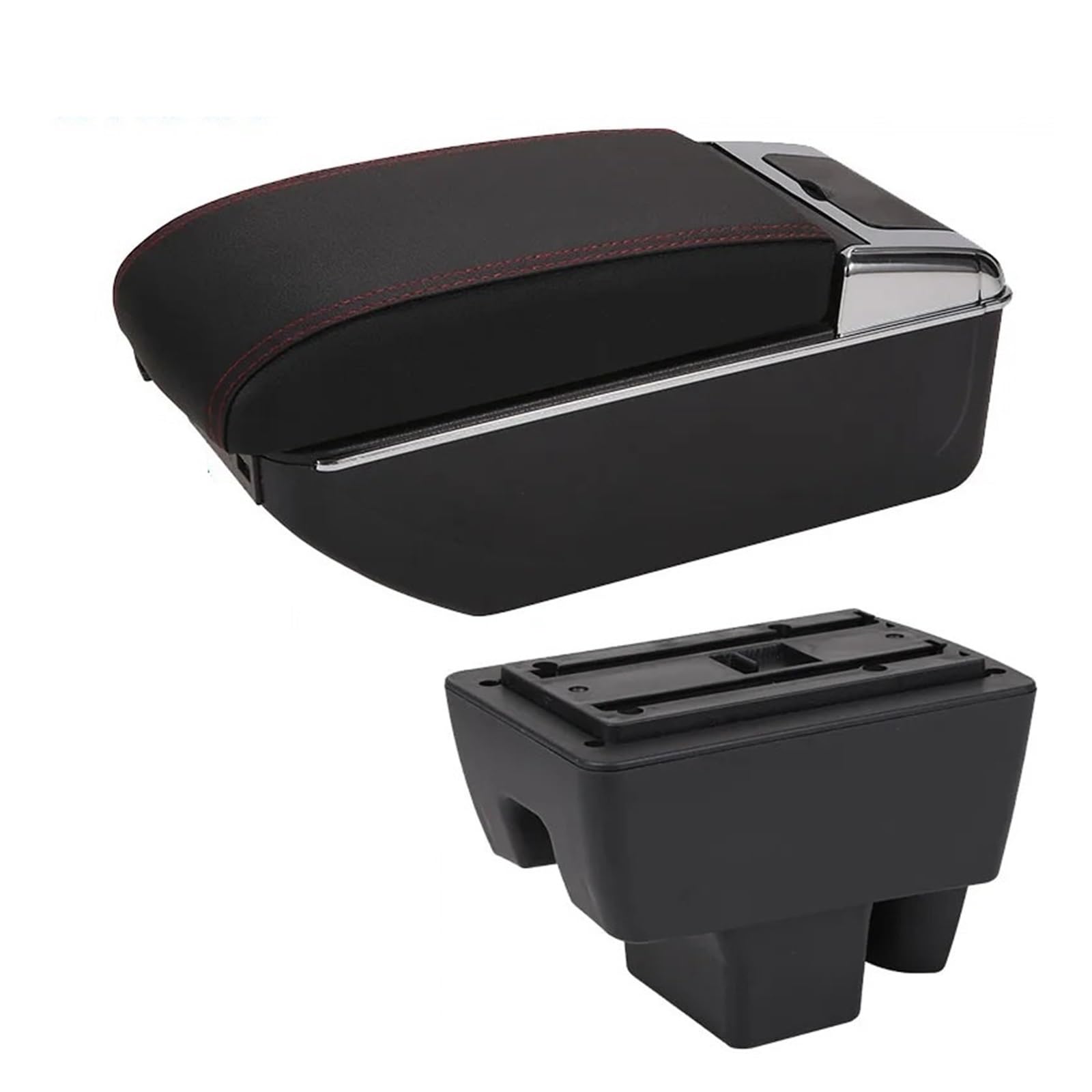 GBGWRMRYX Center Armrest Box For Polo 2020 2021 Car Interior Armrest Box Retrofit Details Storage Box Accessories Arm Rest(B1 Black red 7USB)