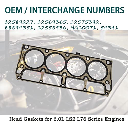Image of 12589227 MLS Cylinder Multi-Layer Head Gaskets for 6.0L LS2 L76 Series Engines, for GM for Chevrolet for GMC for Cadillac for Hummer for Pontiac for SAAB 12575392, 2PCS